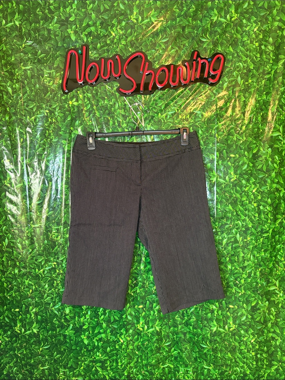 Maurices Black Pinstripe Bermuda Shorts